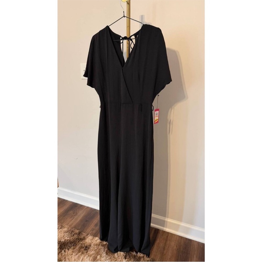 NWT Vince Camuto Black Wide Leg Jumpsuit Plunge V Neck Minimalist Elegant S - Picture 5 of 10